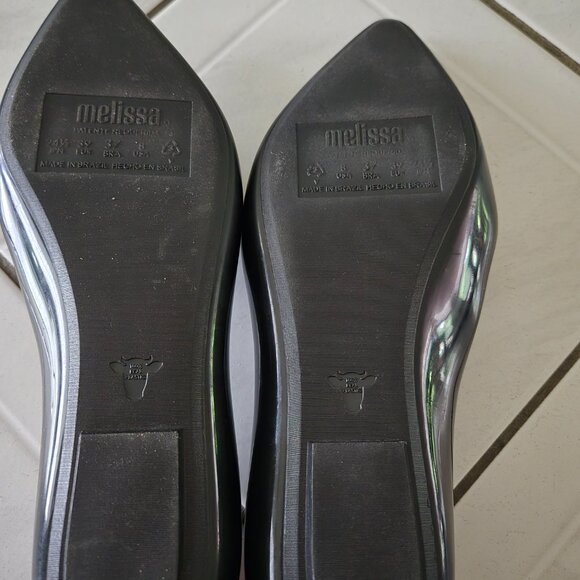 Melissa x Jason Wu Black Pointed Toe Flats Shoes 8 - Picture 4 of 5